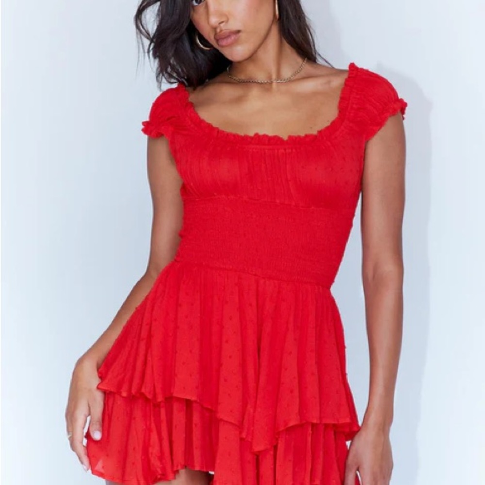 Elegant Red Ruffle Romper